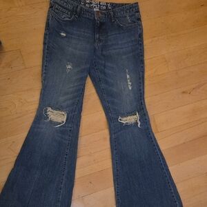 Mossimo Supply Co. Blue Distressed Flare Jeans